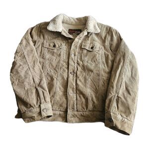 Old Navy Vintage Corduroy Sherpa Lined Jacket Tan Brown Jacket Y2K Trucker Med